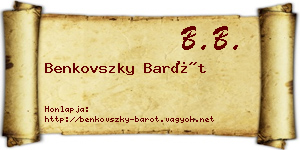 Benkovszky Barót névjegykártya